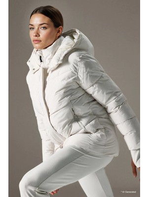 DeFacto Rüzgar Geçirmez Su İtici Regular Fit Yarım Polar Astarlı Kapüşonlu Fermuarlı Şişme Mont A1553AX25WN