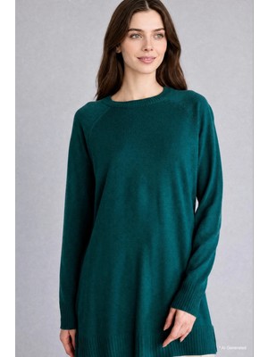 DeFacto Regular Fit Bisiklet Yaka Yeşil Triko Tunik C4474AX26AU