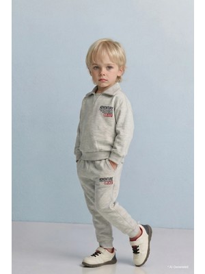 DeFacto Slogan Baskılı Sweatshirt Kumaşı 2'li Takım Erkek Bebek G6294A526SP