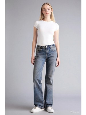 DeFacto Bootcut Orta Bel Çan Paça Jean Pantolon G1407AX26SP