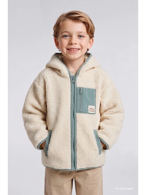 DeFacto Kapüşonlu Fermuarlı Cepli Pelüş Basic Hırka Erkek Bebek H2375A526CW