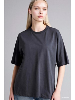 DeFacto %100 Pamuk Oversize Basic Penye Tişört C0099AX26SM