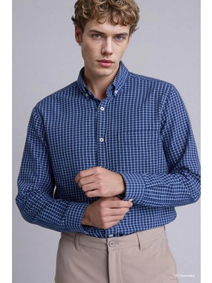 DeFacto %100 Pamuk Regular Fit Polo Yaka Oxford Uzun Kollu Gömlek H3573AX26SP