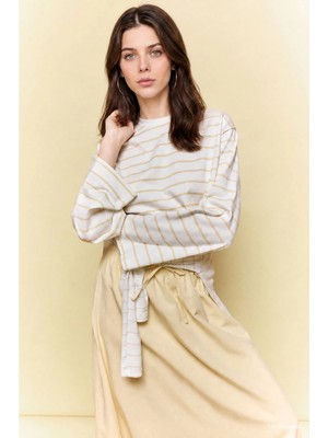 DeFacto %100 Pamuk Regular Fit Bisiklet Yaka Çizgili Tunik G0378AX26SP