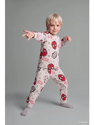 DeFacto %100 Pamuklu Marvel Lisanslı Beli Lastikli Pijama Takımı Erkek Bebek F4579A525WN