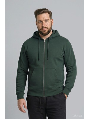 DeFacto %100 Pamuk Büyük Beden Kapüşonlu Fermuarlı Sweatshirt H2059AX26SP