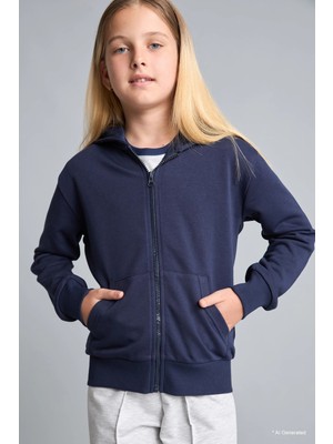DeFacto Fermuarlı Kanguru Cepli Kapüşonlu Basic Sweatshirt Hırka Kız Çocuk C8110A826AU
