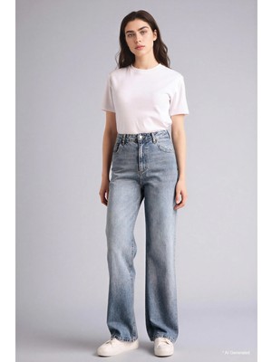 DeFacto 90's Wide Leg Yüksek Bel Boru Paça Jean Pantolon G8835AX26SP