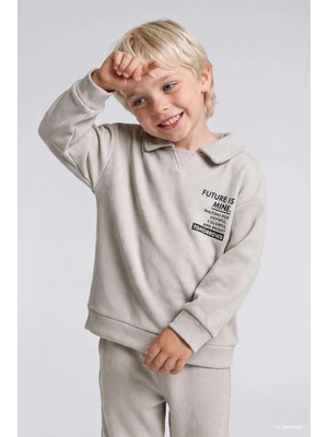 DeFacto Baskılı Uzun Kollu Sweatshirt Üst Lastikli Paça Eşofman Altı 2'li Takım Erkek Bebek F9437A526WN