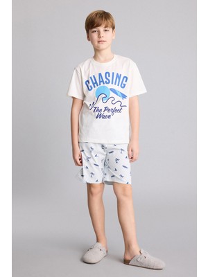 DeFacto %100 Pamuk Regular Fit Desenli 2'li Pijama Takımı Erkek Çocuk H4106A826HS