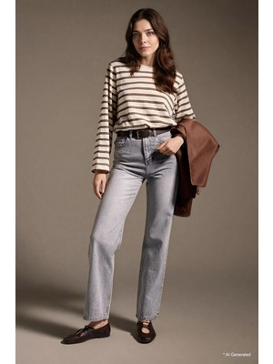 DeFacto 90's Wide Leg Yüksek Bel Boru Paça Jean Pantolon F5522AX26SP