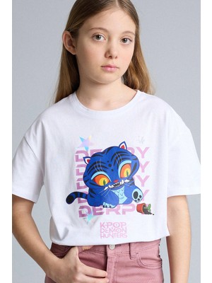 DeFacto %100 Pamuk Kpop - Demon Hunters Oversize Tişört Kız Çocuk H5250A826SM