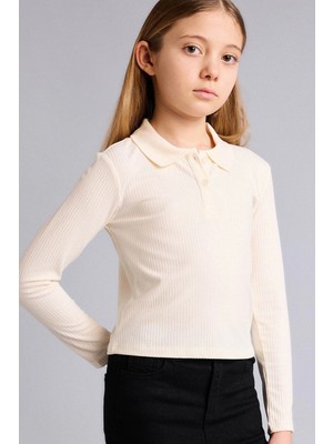 DeFacto Slim Fit Polo Yaka Fitilli Kaşkorse Tişört Kız Çocuk G0873A826SP