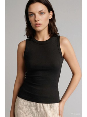 DeFacto Slim Fit Basic Düz Bisiklet Yaka Fitilli Kaşkorse Atlet F8721AX26SP