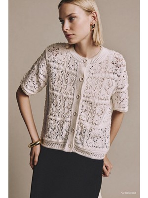 DeFacto Regular Fit Ajurlu Triko Hırka H0871AX26SP