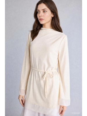 DeFacto Regular Fit Uzun Kollu Ekru Tunik H3098AX26SM