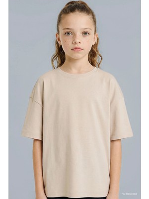 DeFacto %100 Pamuk Oversize Tişört Kız Çocuk G0882A826SM
