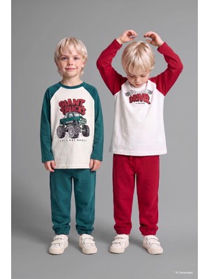 DeFacto %100 Pamuk Oversize Reglan Kollu Baskılı 2'li Uzun Kollu Tişört Erkek Bebek I0293A526AU