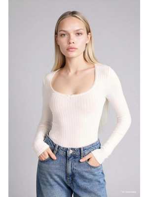 DeFacto Fitted U Yaka Uzun Kollu Basic Tişört G9722AX26SP