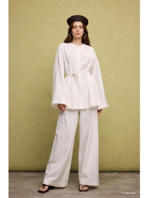 DeFacto Relaxed Fit %100 Keten Pantolon H8911AX26AU
