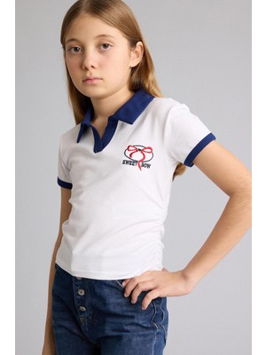 DeFacto Slim Fit Polo Yaka Baskılı Tişört Kız Çocuk G1001A826SM