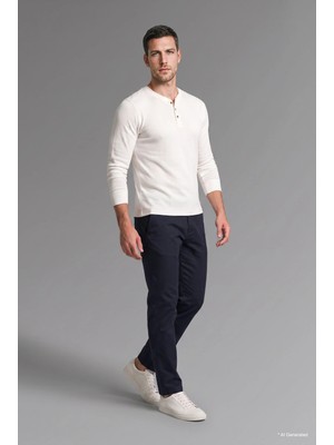 DeFacto Pamuklu Slim Fit Henley Yaka Waffle Uzun Kollu Tişört F8212AX26AU
