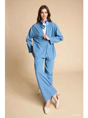 DeFacto Wide Leg Geniş Paça Keten Karışımlı Pantolon F7960AX26SP
