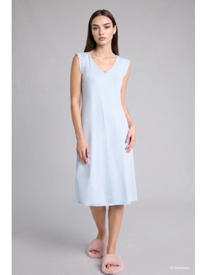 DeFacto Regular Fit V Yaka Kısa Kollu Gecelik F7001AX26SM
