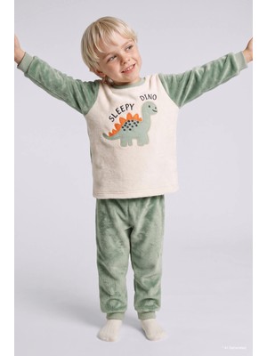 DeFacto Dinozor Baskılı Pelüş 2'li Pijama Takımı Erkek Bebek I2368A526CW