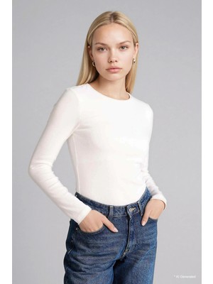 DeFacto Slim Fit Basic Modal Tişört G8256AX26SP