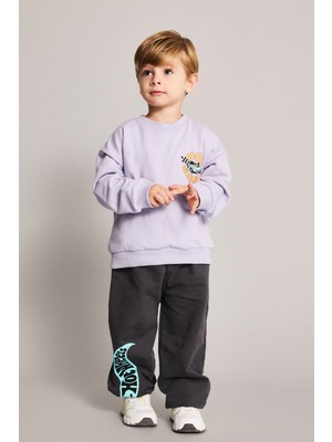 DeFacto %100 Pamuk Hot Wheels Lisanslı Baskılı Sweatshirt ve Eşofman Altı 2'li Takım Erkek Bebek I3755A526WN