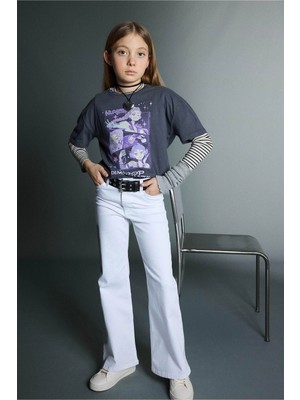 DeFacto Flare Fit Rahat İspanyol Paça Jean Pantolon Kız Çocuk G0253A826SM