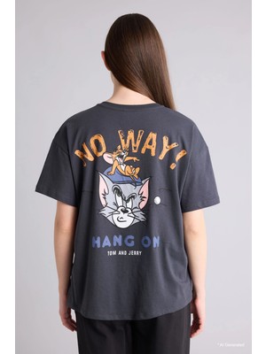 DeFacto %100 Pamuk Tom & Jerry Oversize Sırt Baskılı Tişört G5026AX26SP
