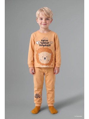 DeFacto %100 Pamuk Baskılı Sweatshirt Üst Lastikli Paça Alt 2'li Pijama Takımı Erkek Bebek I1437A526AU