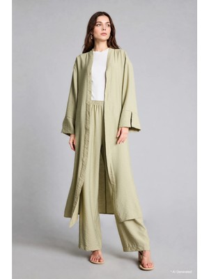 DeFacto Regular Fit Düşük Omuzlu Uzun Kollu Haki Kimono I0703AX26HS
