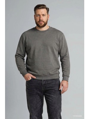 DeFacto Pamuklu Boxy Fit Büyük Beden Bisiklet Yaka Pike Sweatshirt H1001AX26SP