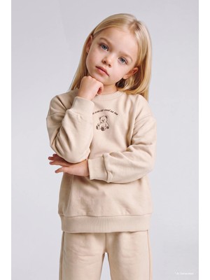 DeFacto Bisiklet Yaka İçi Yumuşak Tüylü Kalın Kumaş Baskılı Sweatshirt Kız Bebek I5085A526WN