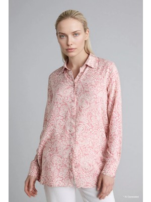 DeFacto Loose Fit Gömlek Yaka Baskılı Uzun Kollu Tunik T0609AZ26SP