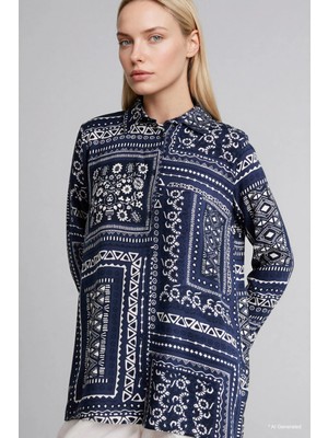 DeFacto Loose Fit Desenli Gömlek Tunik T0609AZ26SP