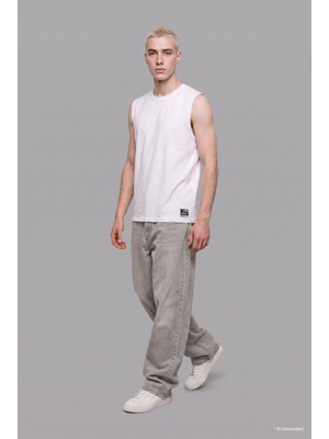 DeFacto %100 Pamuk Boxy Fit Bisiklet Yaka Fitilli Beyaz Atlet I6589AX26SM
