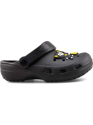 Shard Siyah Figürlü Günlük Bahçe Sahil Plaj Kreş Unisex Çocuk Terlik&sandalet