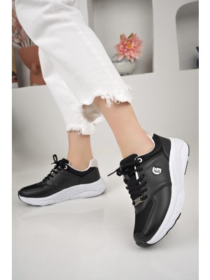 Shard Siyah/beyaz Ortopedik Konforlu Kadın Spor Ayakkabı Günlük Sneaker