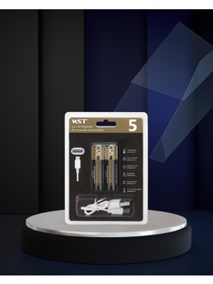 Kaliteyi Bul Lityum Aa Pil 1.5V Çiftli Paket Type-C Şarjlı