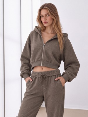 Babokah Kapüşonlu Crop Sweatshirt