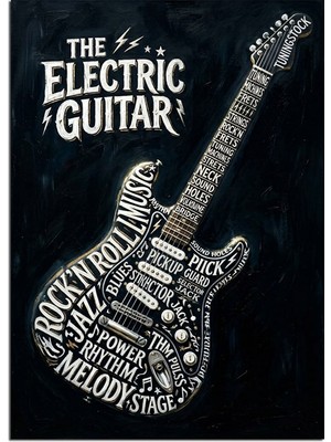 Karizma Tablo The Electric Guitar Rock Poster Dekoratif Kanvas - Mdf Ahşap Tablo