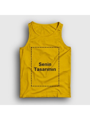 Presmono Unisex Sarı Kendin Tasarla Kişiye Özel Atlet