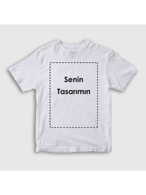 Presmono Unisex Çocuk Beyaz Kendin Tasarla Kişiye Özel T-Shirt