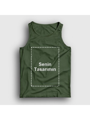 Presmono Unisex Haki Kendin Tasarla Kişiye Özel Atlet