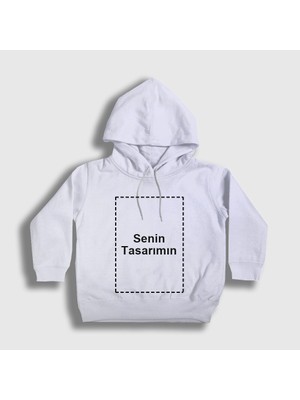 Presmono Unisex Çocuk Beyaz Kendin Tasarla Kişiye Özel Kapüşonlu Sweatshirt