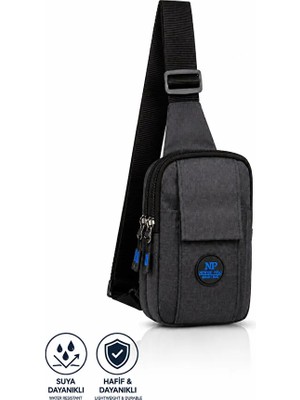 Avca Unisex Keten Çanta Telefon Bölmeli Ergonomik Tasarım Küçük Boy Günlük Kullanım İçin Siyah